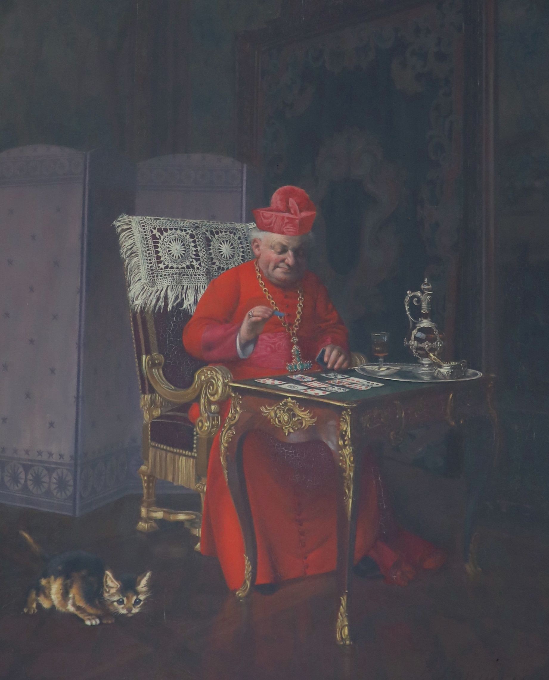 François Brunery (Italian, 1849-1926), 'Une Reussite', oil on wooden panel, 40 x 32cm